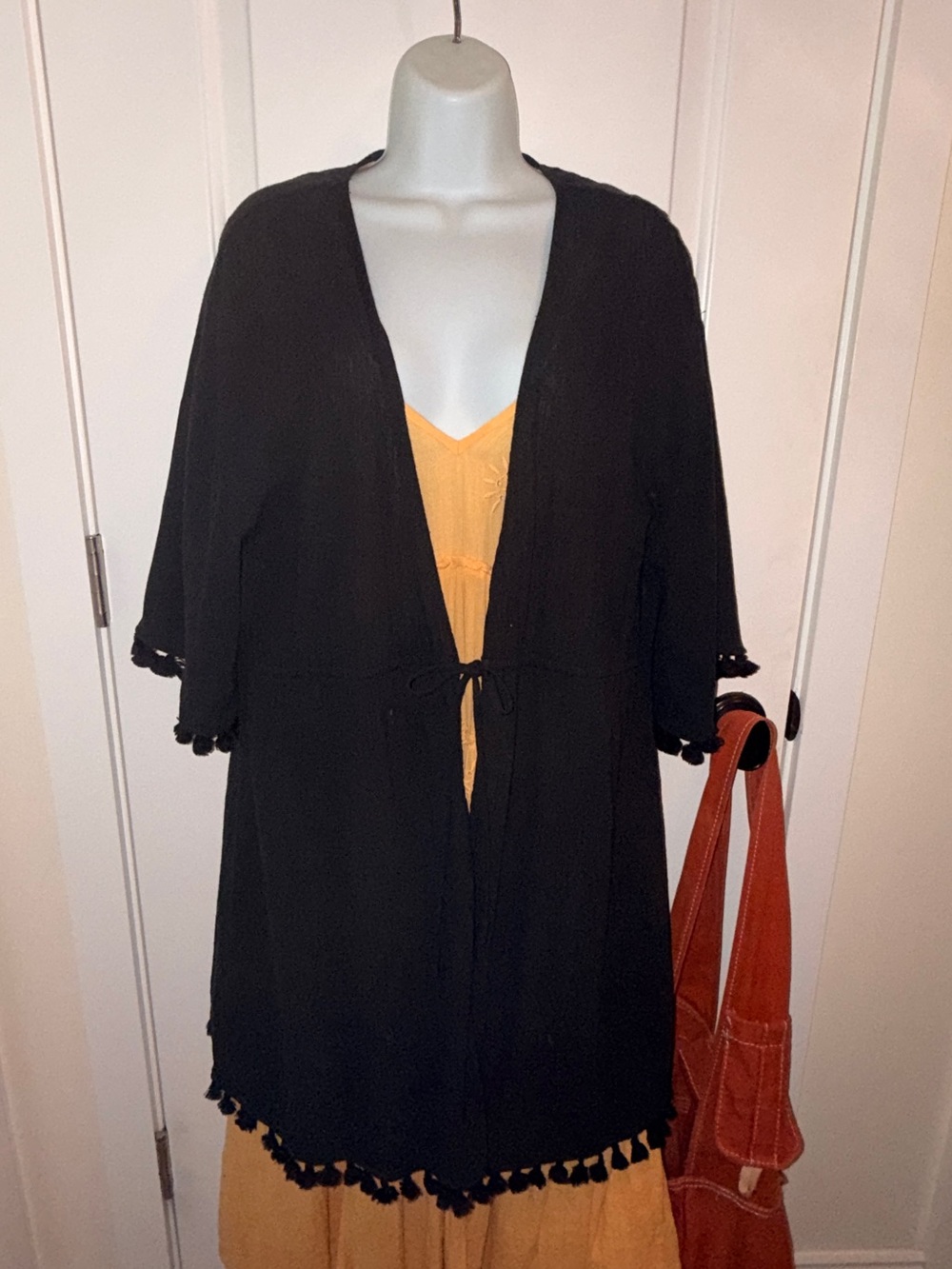 J. Crew Black Tassel Tie-Front Swim Coverup